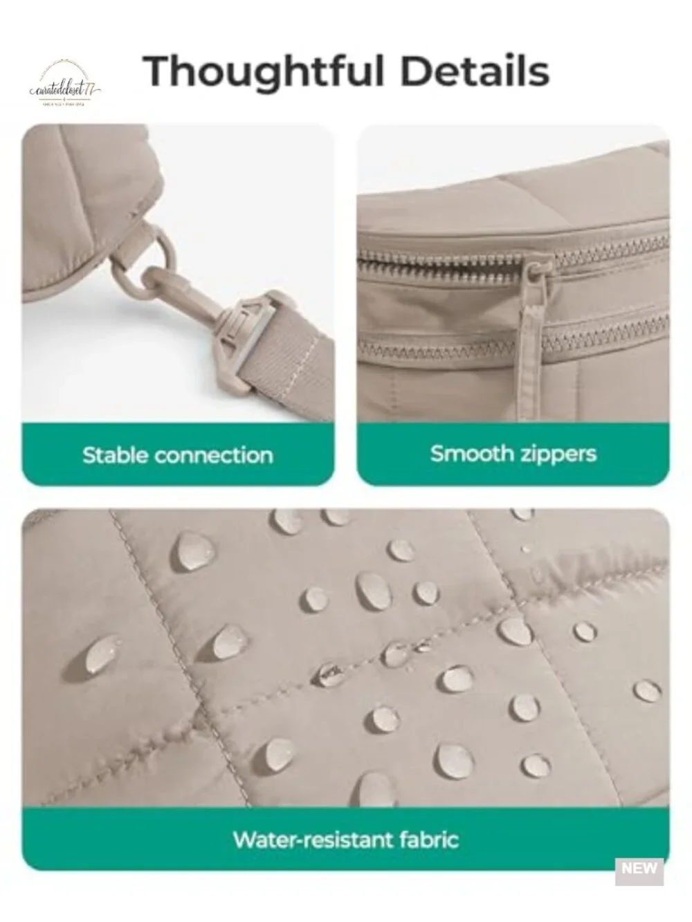 Quilted Crossbody Bag with Detachable Pouch, Nylon Puffer Bum Bag, Hobo Style